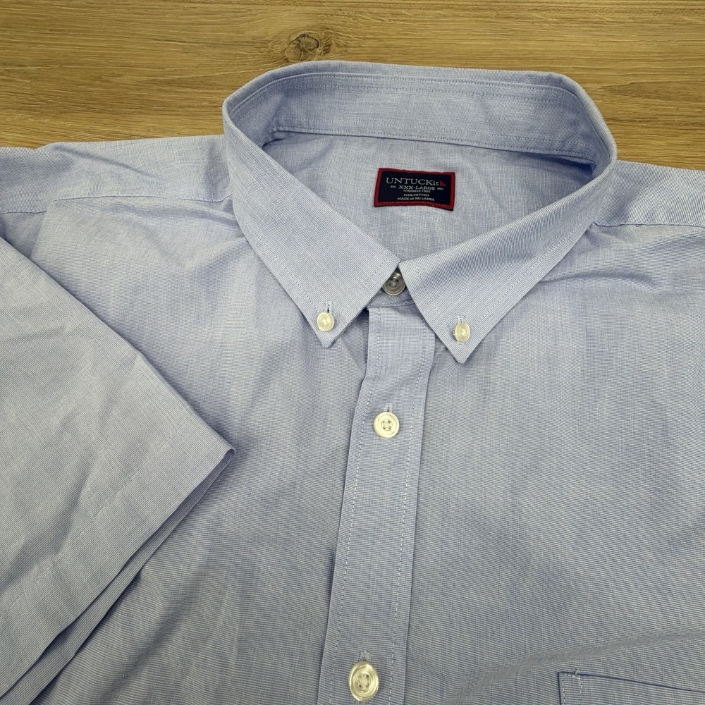 UNTUCKit Hillstowe Blue Wrinkle Free Short Sleeve Shirt Mens‎ 3XL Button Down